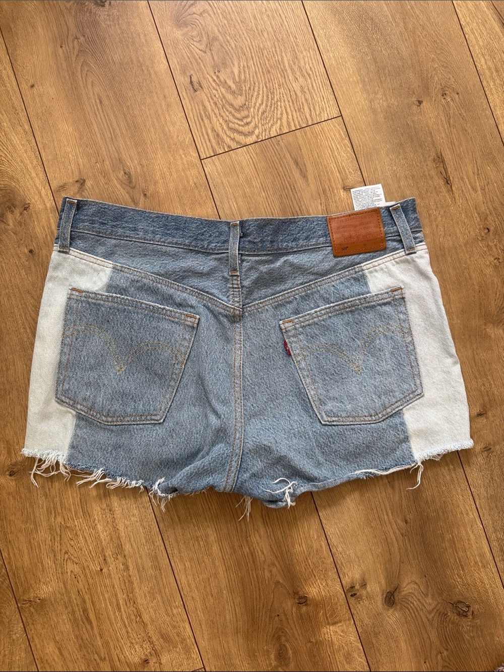 Levi's quilt -Tone Light and Medium Blue Denim Cutoff Shorts